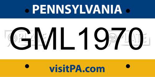 GML1970 Pennsylvania License Plate