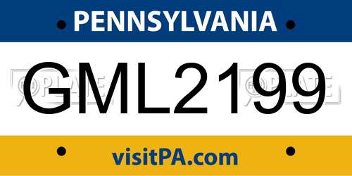 GML2199 Pennsylvania License Plate