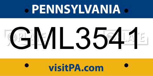 GML3541 Pennsylvania License Plate