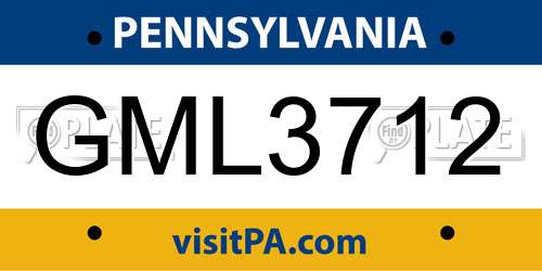 GML3712 Pennsylvania License Plate