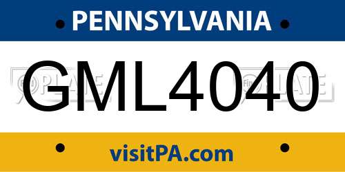 GML4040 Pennsylvania License Plate