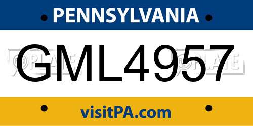 GML4957 Pennsylvania License Plate