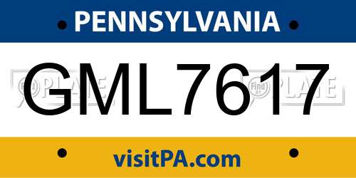 GML7617 Pennsylvania License Plate