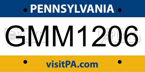 GMM1206 Pennsylvania License Plate