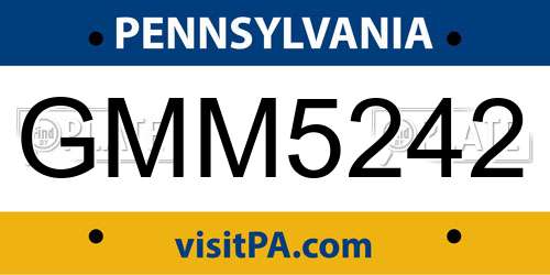 GMM5242 Pennsylvania License Plate