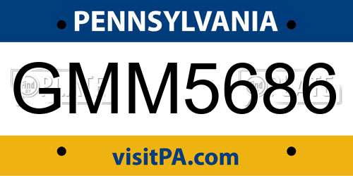 GMM5686 Pennsylvania License Plate