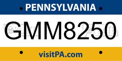 GMM8250 Pennsylvania License Plate