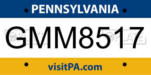 GMM8517 Pennsylvania License Plate