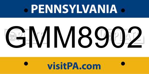 GMM8902 Pennsylvania License Plate