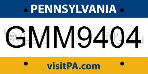 GMM9404 Pennsylvania License Plate