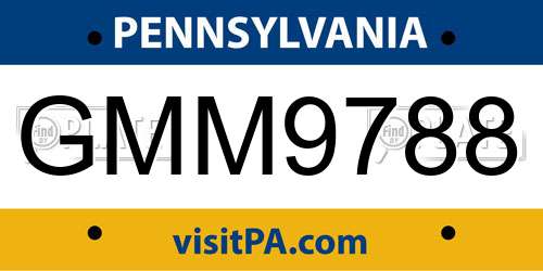 GMM9788 Pennsylvania License Plate