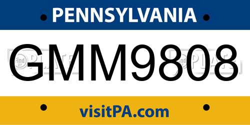 GMM9808 Pennsylvania License Plate