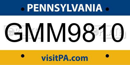 GMM9810 Pennsylvania License Plate