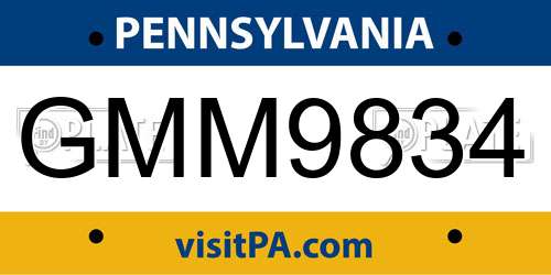 GMM9834 Pennsylvania License Plate