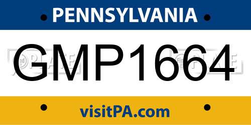 GMP1664 Pennsylvania License Plate