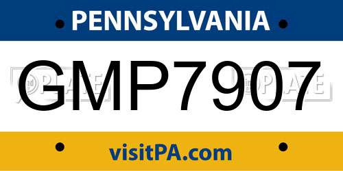 GMP7907 Pennsylvania License Plate