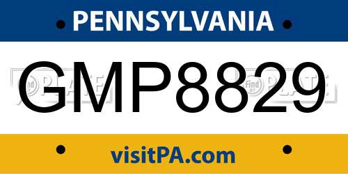 GMP8829 Pennsylvania License Plate