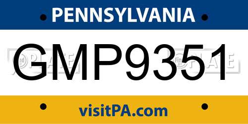 GMP9351 Pennsylvania License Plate