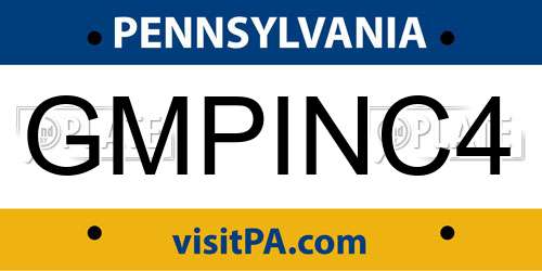 GMPINC4 Pennsylvania License Plate