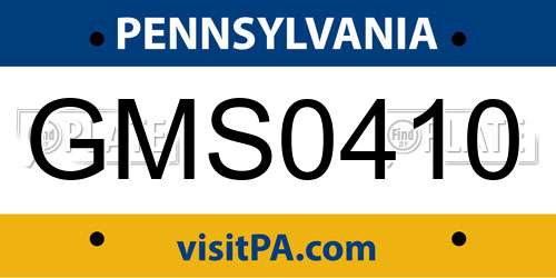 GMS0410 Pennsylvania License Plate