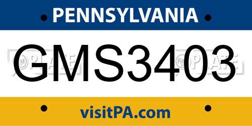 GMS3403 Pennsylvania License Plate