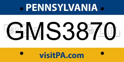 GMS3870 Pennsylvania License Plate