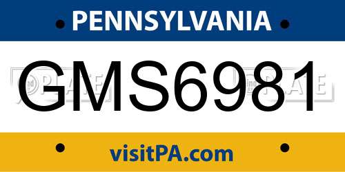 GMS6981 Pennsylvania License Plate