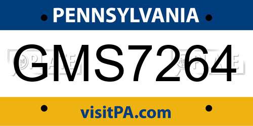 GMS7264 Pennsylvania License Plate
