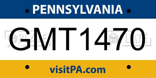 GMT1470 Pennsylvania License Plate