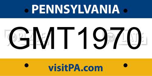 GMT1970 Pennsylvania License Plate
