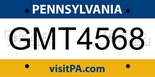 GMT4568 Pennsylvania License Plate