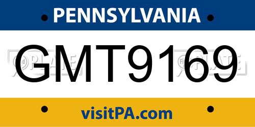 GMT9169 Pennsylvania License Plate