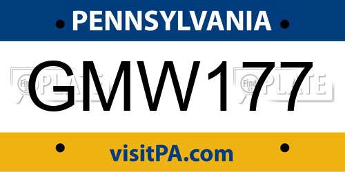 GMW177 Pennsylvania License Plate