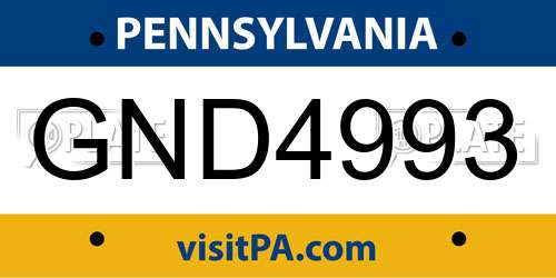 GND4993 Pennsylvania License Plate