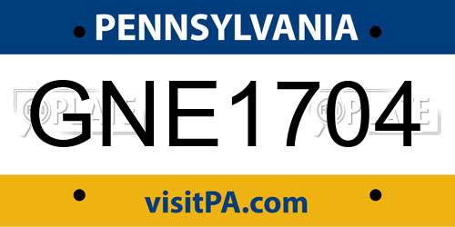 GNE1704 Pennsylvania License Plate