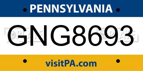 GNG8693 Pennsylvania License Plate