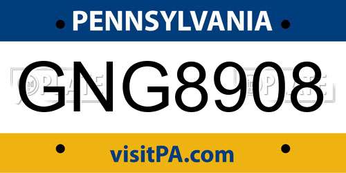 GNG8908 Pennsylvania License Plate