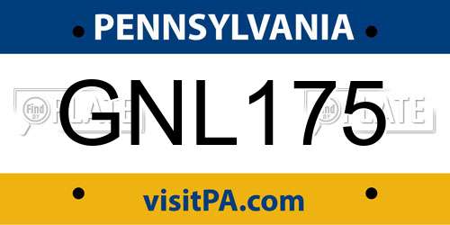 GNL175 Pennsylvania License Plate