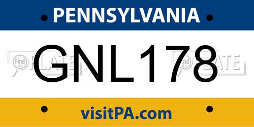 GNL178 Pennsylvania License Plate