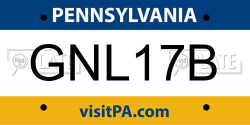 GNL17B Pennsylvania License Plate