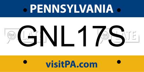 GNL17S Pennsylvania License Plate