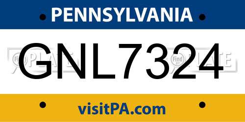 GNL7324 Pennsylvania License Plate