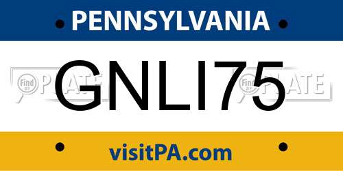 GNLI75 Pennsylvania License Plate