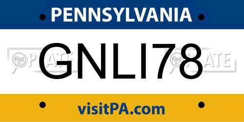 GNLI78 Pennsylvania License Plate
