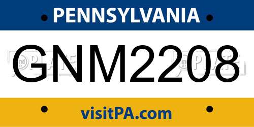 GNM2208 Pennsylvania License Plate