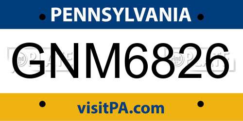 GNM6826 Pennsylvania License Plate