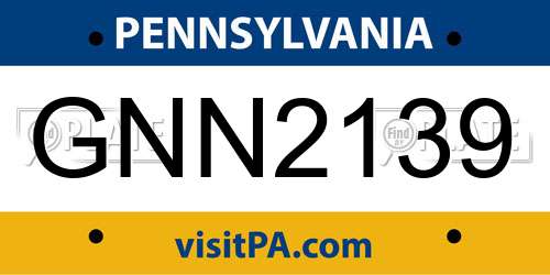 GNN2139 Pennsylvania License Plate
