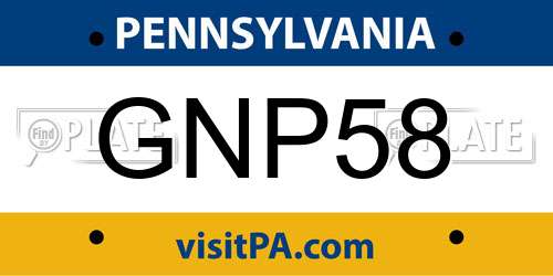 GNP58 Pennsylvania License Plate