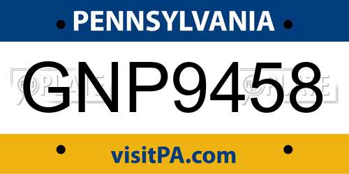 GNP9458 Pennsylvania License Plate