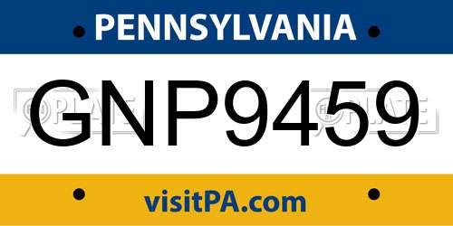 GNP9459 Pennsylvania License Plate